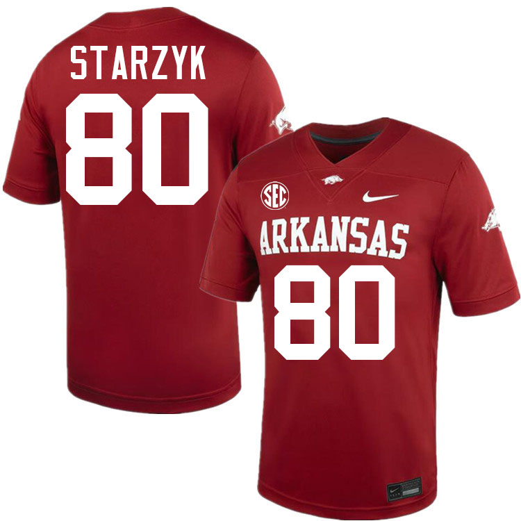 #80 Scott Starzyk Arkansas Jersey,Arkansas Razorbacks College Football Jerseys Stitched-Cardinal
